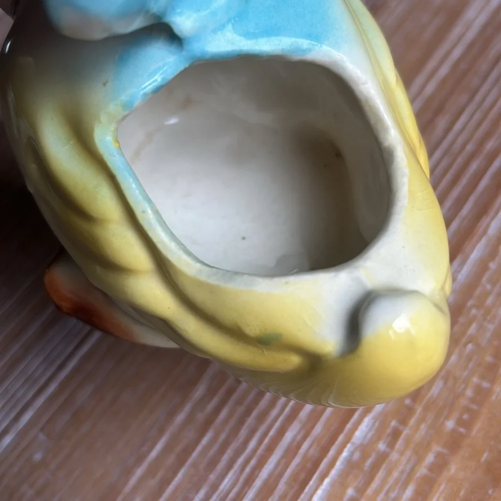 VTG Shawnee Pottery Duck Planter With Bonnet Ceramic Vase 1950's American Bisque - Picture 9 of 11